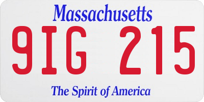 MA license plate 9IG215