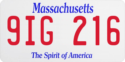MA license plate 9IG216