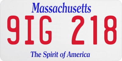 MA license plate 9IG218