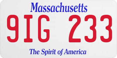MA license plate 9IG233