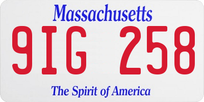 MA license plate 9IG258