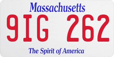 MA license plate 9IG262