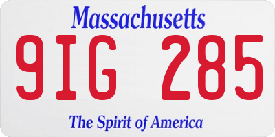 MA license plate 9IG285