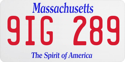 MA license plate 9IG289