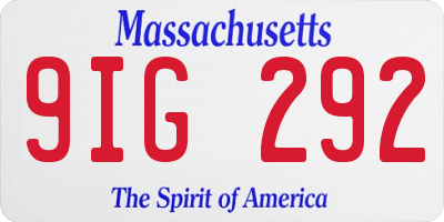 MA license plate 9IG292