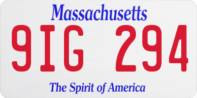 MA license plate 9IG294