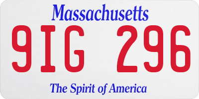 MA license plate 9IG296
