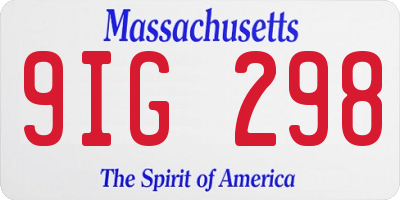 MA license plate 9IG298