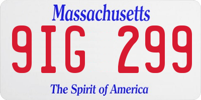MA license plate 9IG299