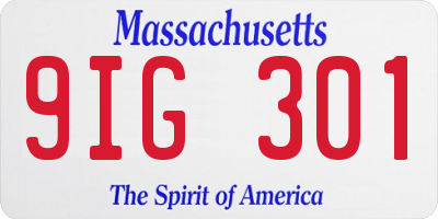 MA license plate 9IG301