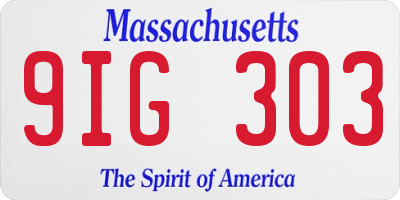MA license plate 9IG303