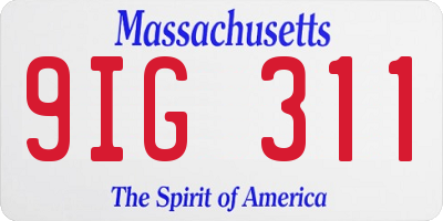 MA license plate 9IG311