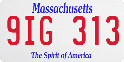 MA license plate 9IG313