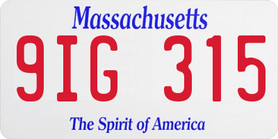 MA license plate 9IG315