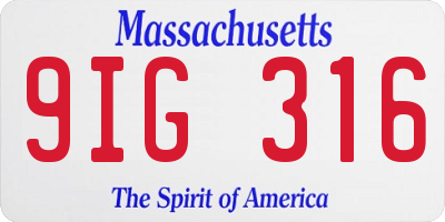 MA license plate 9IG316
