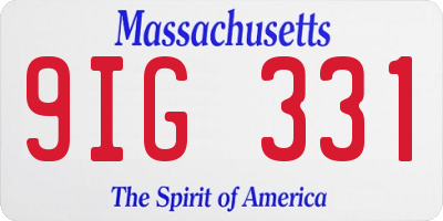 MA license plate 9IG331