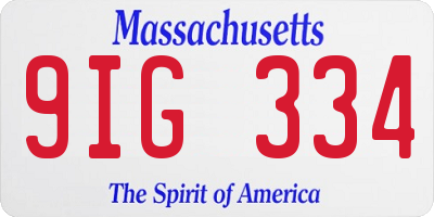 MA license plate 9IG334