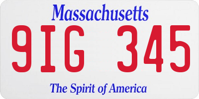 MA license plate 9IG345