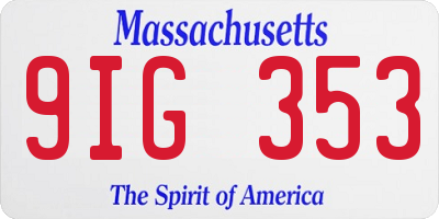 MA license plate 9IG353