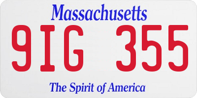 MA license plate 9IG355