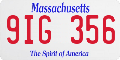 MA license plate 9IG356
