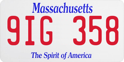 MA license plate 9IG358