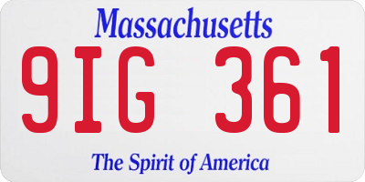 MA license plate 9IG361