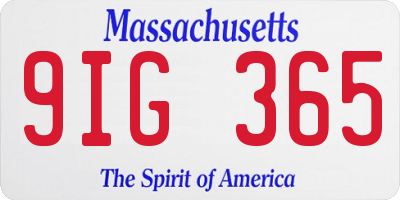 MA license plate 9IG365
