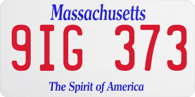 MA license plate 9IG373