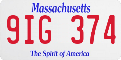 MA license plate 9IG374