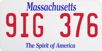 MA license plate 9IG376