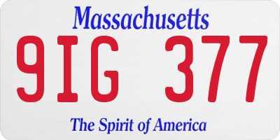 MA license plate 9IG377