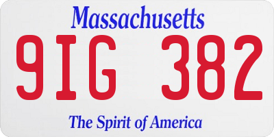 MA license plate 9IG382