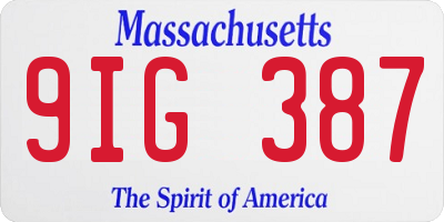 MA license plate 9IG387
