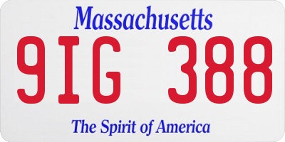 MA license plate 9IG388
