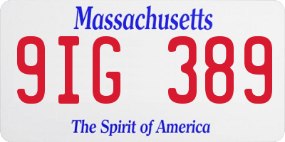 MA license plate 9IG389