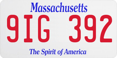 MA license plate 9IG392