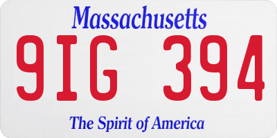MA license plate 9IG394