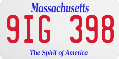 MA license plate 9IG398