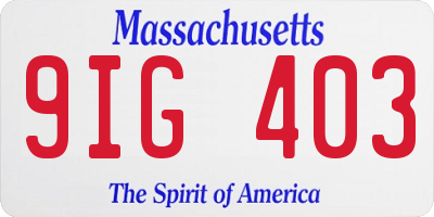 MA license plate 9IG403