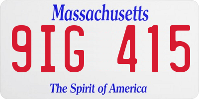 MA license plate 9IG415