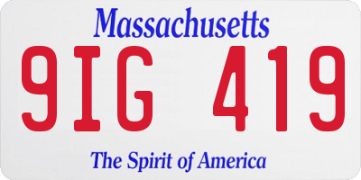 MA license plate 9IG419