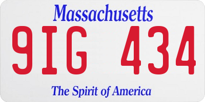 MA license plate 9IG434