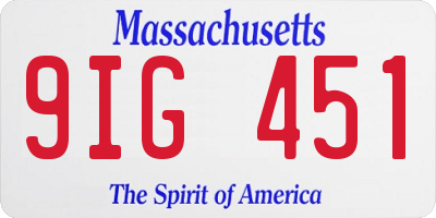 MA license plate 9IG451