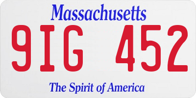 MA license plate 9IG452