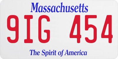 MA license plate 9IG454