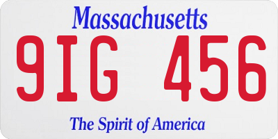 MA license plate 9IG456