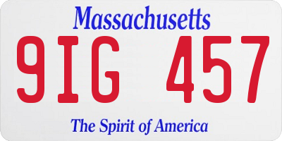 MA license plate 9IG457