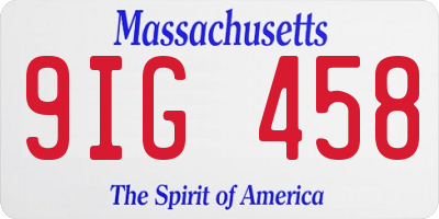 MA license plate 9IG458