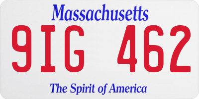 MA license plate 9IG462